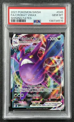 CROBAT VMAX PSA 10 2021 POKEMON SWORD & SHIELD SHINING FATES #045/072 FA 515 - Image 1