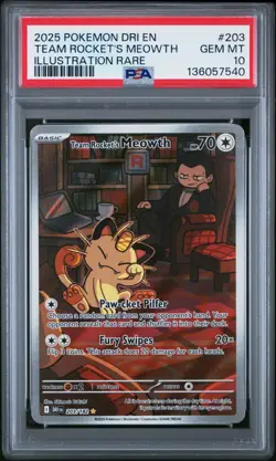 POKEMON 2025 TEAM ROCKET'S MEOWTH DESTINED RIVALS #203 PSA 10 - Image 1