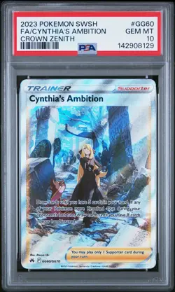 2023 POKEMON SWORD & SHIELD CROWN ZENITH FULL ART/CYNTHIA'S AMBITION PSA 10 - Image 1