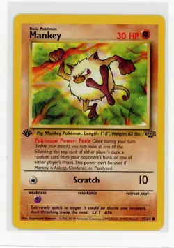 Pokemon Jungle 1st Edition #55/64 Mankey - Image 1