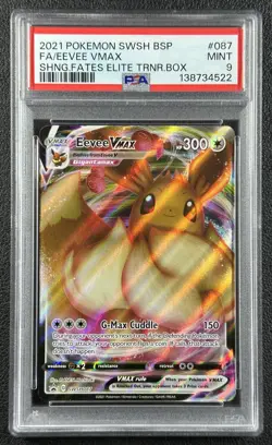 EEVEE VMAX FA PSA 9 2021 POKEMON SWSH BSP #087 SHINING FATES ETB 522 - Image 1