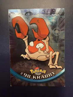 1999 Topps Pokemon TV Animation Series 2 Foil #98 Krabby Blue Label - Image 2