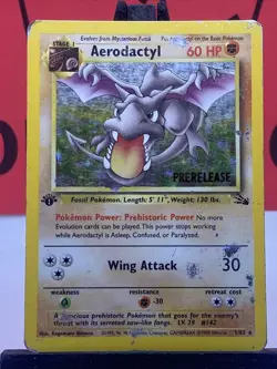 Aerodactyl 1/62 Fossil Holo Prerelease Stamped 1st edition WOTC Pokemon TCG HP - Image 3