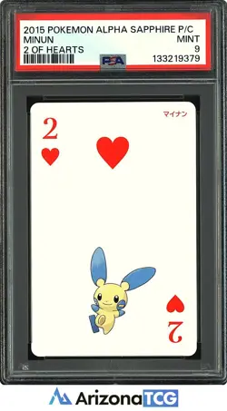 Pokemon Minun 2 Of Hearts Playing Card Sapphire Playing Card Japanese PSA 9 - Image 1