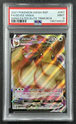 EEVEE VMAX FA PSA 9 2021 POKEMON SWSH BSP #087 SHINING FATES ETB 525 - Image 1
