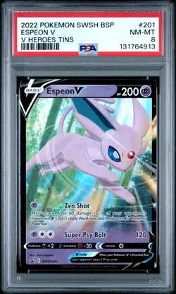 2022 POKEMON SWSH BLACK STAR PROMO V HEROES TINS #201 ESPEON V PSA 8 - Image 1