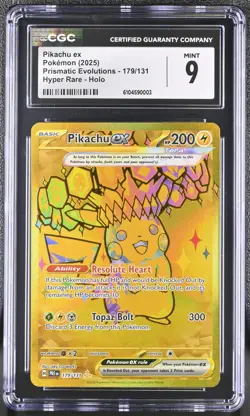 2025 Pokemon English Pikachu ex Prismatic Evolutions PRE EN Hyper Rare CGC 9 - Image 1