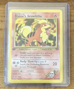 Pokemon TCG Blaine’s Growlithe #62/132 Non Holo 1st Edition Vintage 1999-2000 - Image 1