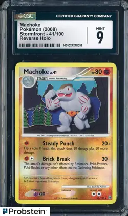 2008 Pokemon Stormfront #41/100 Machoke Reverse Holo CGC 9 MINT - Image 1