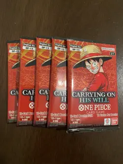One Piece Carrying On His Will OP-13 Five 5 Booster Packs Lot English H - Image 1