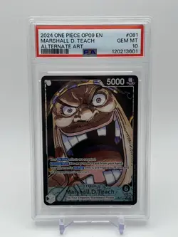 2024 One Piece OP09 Marshall D Teach Black Beard Alternate Art PSA 10 #081 - Image 1