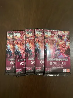 One Piece A Fist Of Divine Speed OP-11 Five 5 Booster Packs Lot English - Image 1