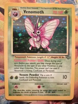 Venomoth Holo Rare Pokemon Card, Jungle, 13/64 - Image 1