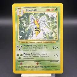 Pokemon Card - Beedrill Base Set 4th Print 1999-2000 17/102 Rare Moderate-LP - Image 1