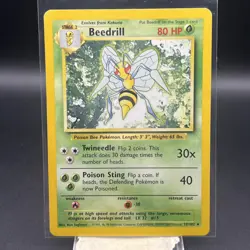 Pokemon Card - Beedrill Base Set 4th Print 1999-2000 17/102 Rare Moderate-LP - Image 3