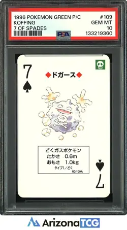Pokemon 1996 Koffing 109 7 Of Spades Pokemon Green Playing Card Japanese PSA 10 - Image 1