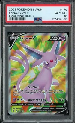 2021 Pokemon Evolving Skies 179/203 ESPEON VMAX Full Art PSA 10 Gem Mint - Image 1
