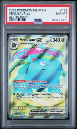 2023 POKEMON MEW EN-151 182 VENUSAUR EX ULTRA RARE Graded PSA 8 Near Mint - Image 1