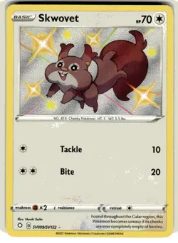 Pokemon TCG Skwovet SV099/SV122 Shining Fates Shiny Vault Holo Near Mint - Image 1