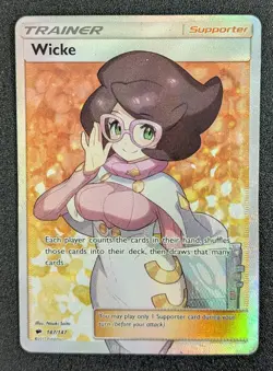 Wicke 147/147 SM Burning Shadows 2017 Full Art Holo Pokemon Card TCG MP - Image 1