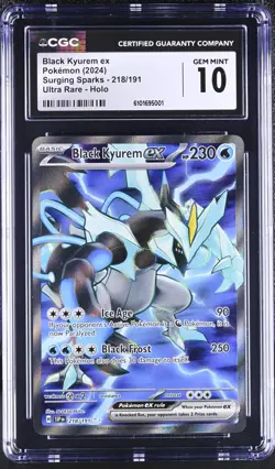 2024 POKEMON SURGING SPARKS BLACK KYUREM EX - 218/191 ULTRA RARE HOLO CGC 10 - Image 1