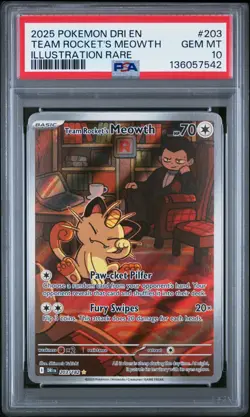 POKEMON 2025 TEAM ROCKET'S MEOWTH DESTINED RIVALS #203 PSA 10 - Image 1