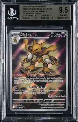 2025 BLACK STAR PROMO MEGA EVOLUTION POKEMON CENTER #009 ALAKAZAM BGS 9.5 - Image 1