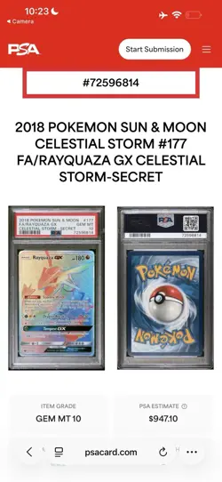 Pokemon 2018 Rayquaza GX Secret Rare PSA 10 SM-Celestial Storm 177/168 - Image 3