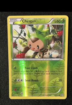 Pokemon TCG - 2015 Pokemon Chespin 9/162 - Breakthrough Reverse Holo - LP - Image 1