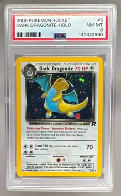 140422960 Dark Dragonite 2000 Pokemon Team Rocket #5 Holo PSA 8 - Image 1
