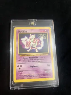 1999 Pokemon The First Movie Mewtwo Promo Card Gold WB Stamp - Image 1