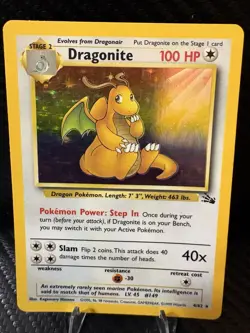Dragonite Fossil Holo 4/62 – WOTC Vintage Pokemon Card – MP+ - Image 1
