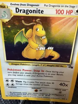 Dragonite Fossil Holo 4/62 – WOTC Vintage Pokemon Card – MP+ - Image 2