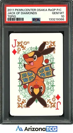 Pokemon 11 Tepig Jack Of Diamonds Pokemon Center Osaka ReOP Playing Card PSA 10 - Image 1