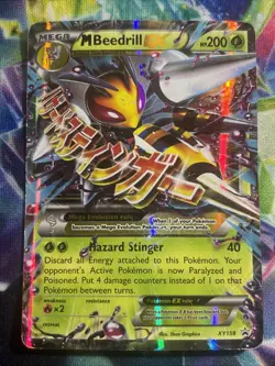 Pokemon Mega Beedrill EX Card XY158 Holo Promo Trading Card Game - Image 1