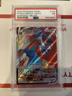 Pokemon TCG Salamence VMAX Darkness Ablaze Holo Ultra Rare Card 144/189 PSA 7 - Image 1