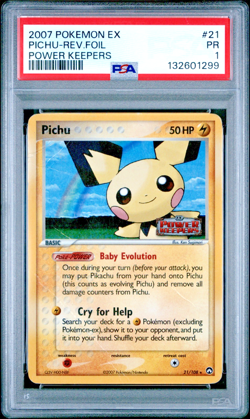 PSA 1 2007 Pokemon EX Power Keepers Pichu STAMPED Reverse Holo Foil 21/108 - Image 1