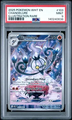 PSA 9 CHANDELURE 103/086 ILLUSTRATION RARE WHT EN-WHITE FLARE POKEMON - Image 1