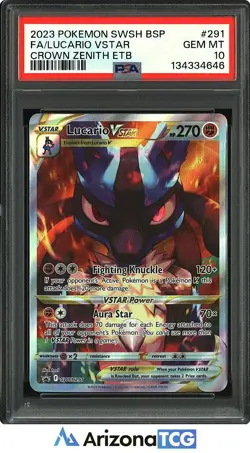 Pokemon 2023 Lucario VSTAR SWSH291 Full Art Crown Zenith ETB Promo PSA 10 - Image 1