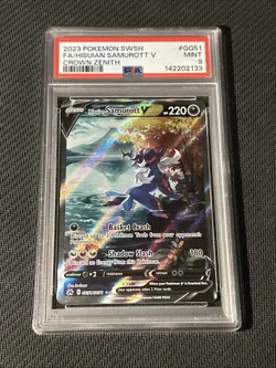 2023 POKEMON SWORD & SHIELD CROWN ZENITH #GG51 FULL ART/HISUIAN SAMUROTT V PSA 9 - Image 1