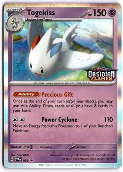 Pokemon TCG Togekiss (Prerelease) 038 SV: Obsidian Flames Stamp Black Star Promo - Image 1
