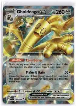 Pokemon TCG Gholdengo ex 139/182 SV04: Paradox Rift Double Rare NM - Image 1