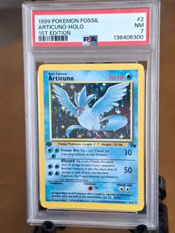 1999 Pokemon Fossil Articuno 1st Edition Holo #2 - PSA 7 - NEAR MINT CLEAN - Image 1