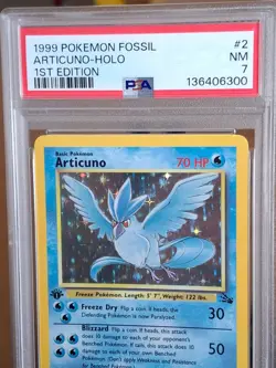 1999 Pokemon Fossil Articuno 1st Edition Holo #2 - PSA 7 - NEAR MINT CLEAN - Image 2