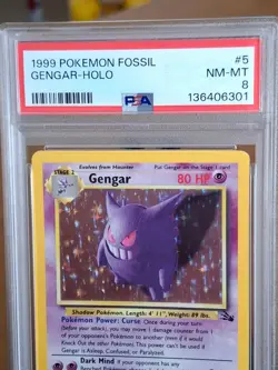 1999 Pokemon Fossil Gengar Holo #5 - PSA 8 - NEAR MINT to MINT CLEAN - Image 2