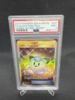 2019 Pokemon Lillie’s Poke Doll Secret Rare PSA 9 Cosmic Eclipse Sun Moon - Image 1