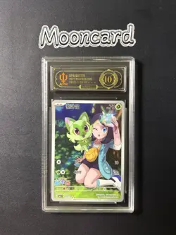 APH Black 10* Pokemon Chinese Sprigatito Full Art 2025 CBB1C 01 09/09 Gem 1 - Image 1