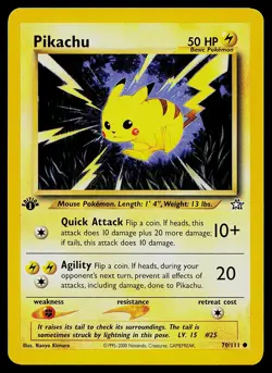 Pokemon Card - Pikachu Neo Genesis 70/111 Common 1st Edition - Image 1