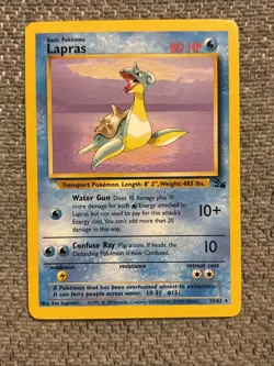 Pokemon TCG Fossil Lapras Card 25/62 Non-Holo, Unlimited Rare, Vintage NM / LP - Image 1