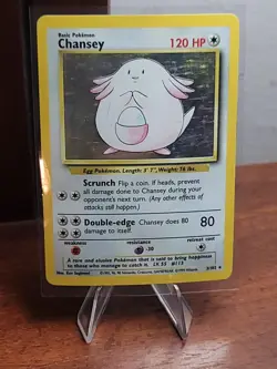 Pokemon Card - Chansey 3/102 - Base Set Unlimited - Holo - MP-LP Wotc Vintage - Image 1